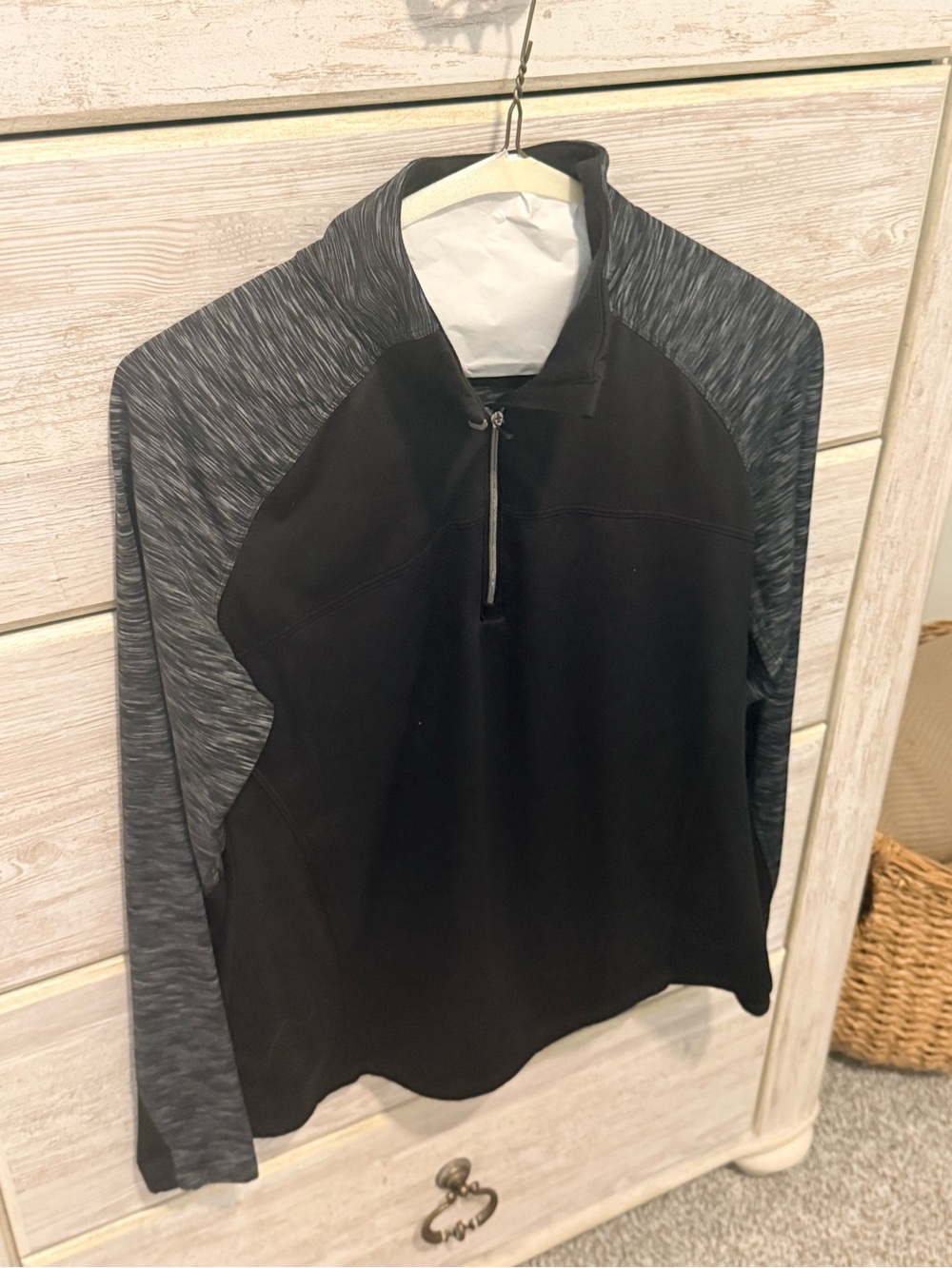 Women's Black and Charcoal Quarter-Zip Pullover